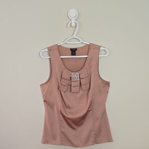 Ann Taylor Pink Fitted Embellished Tank Top